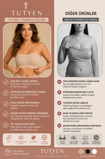 Tutyen Destekleyici Straplez Sütyen