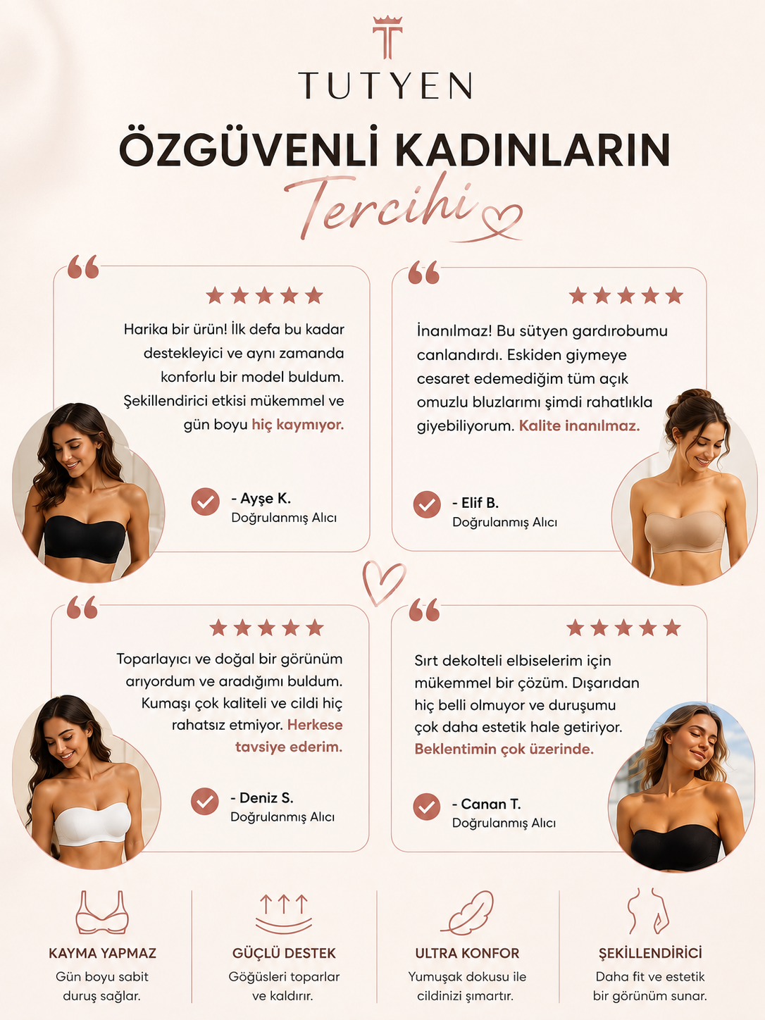 Tutyen Destekleyici Straplez Sütyen